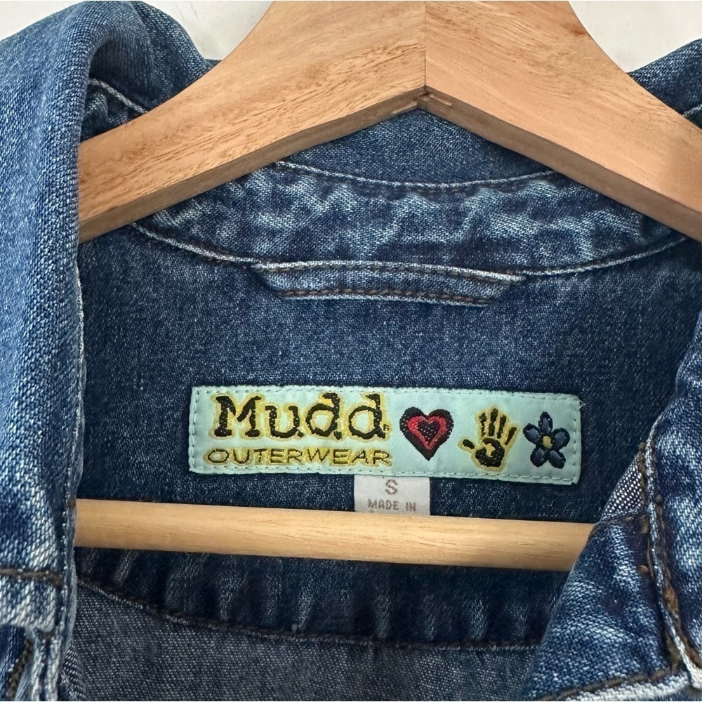VTG 90s Y2K Mudd Denim Logo Button Down Utility Shirtdress Dress Womens Small - Picture 4 of 5